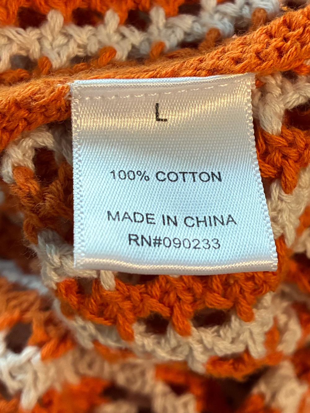 Orange Crochet polo sweater. EUC - Picture 7 of 8